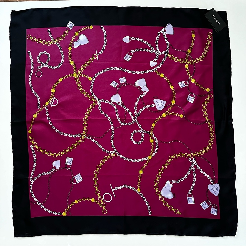 Bebe Chain Heart Status Silk Scarf